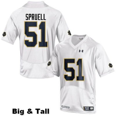 Notre Dame Fighting Irish Men's Devyn Spruell #51 White Under Armour Authentic Stitched Big & Tall College NCAA Football Jersey OTD2599BU